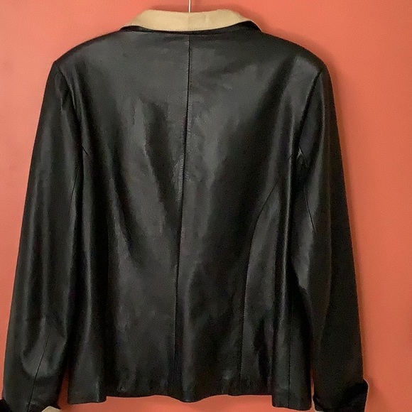 Vera Pelle Black and Cream Leather Jacket 12/14 - Picture 2 of 7